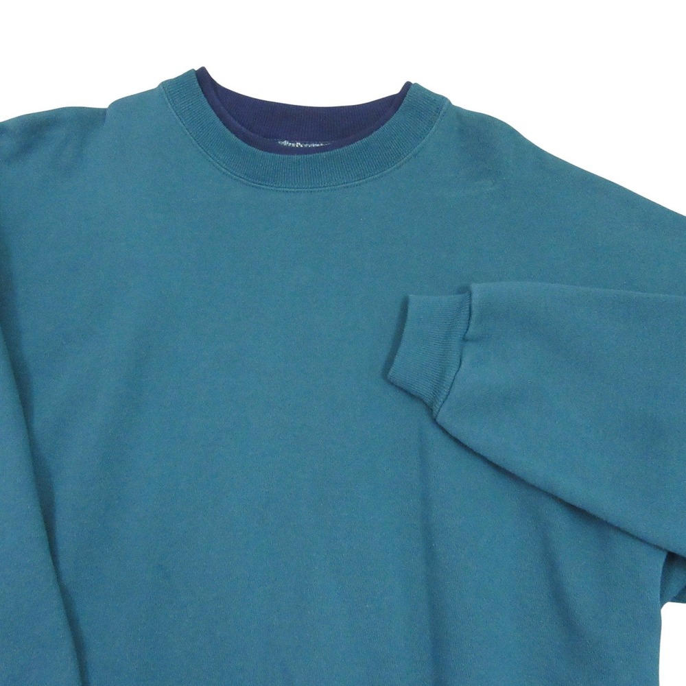 Vintage 90s Hanes Premium Heavyweight Sweatshirt Teal Blue Crewneck XL Made USA